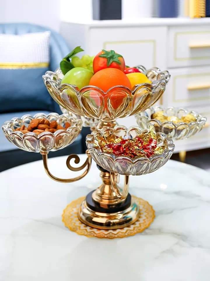 Crystal plates fruit bowl multilayer snacks platters and trays Modern Rotate 360 degrees Snack candy tray dry fruit plate